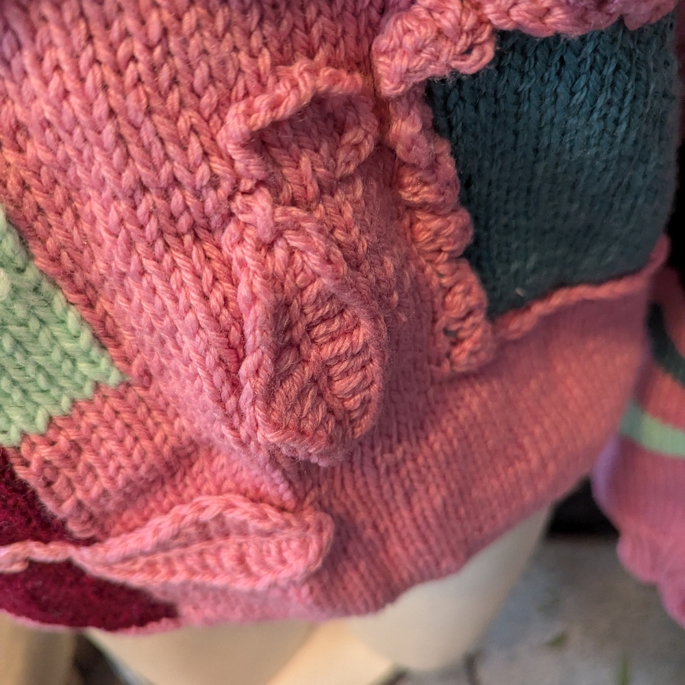 Handknit Ooak Custom Colorful Patchwork Knit Swea… - image 3